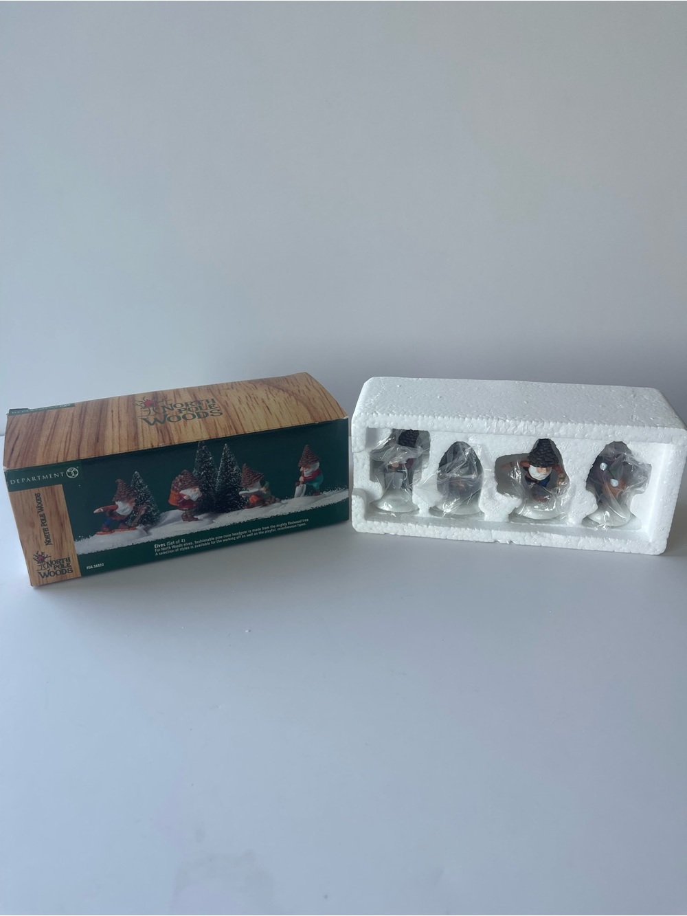 Department 56 Elves (Set of 4) North Pole Woods Series In Excellent Used Cond